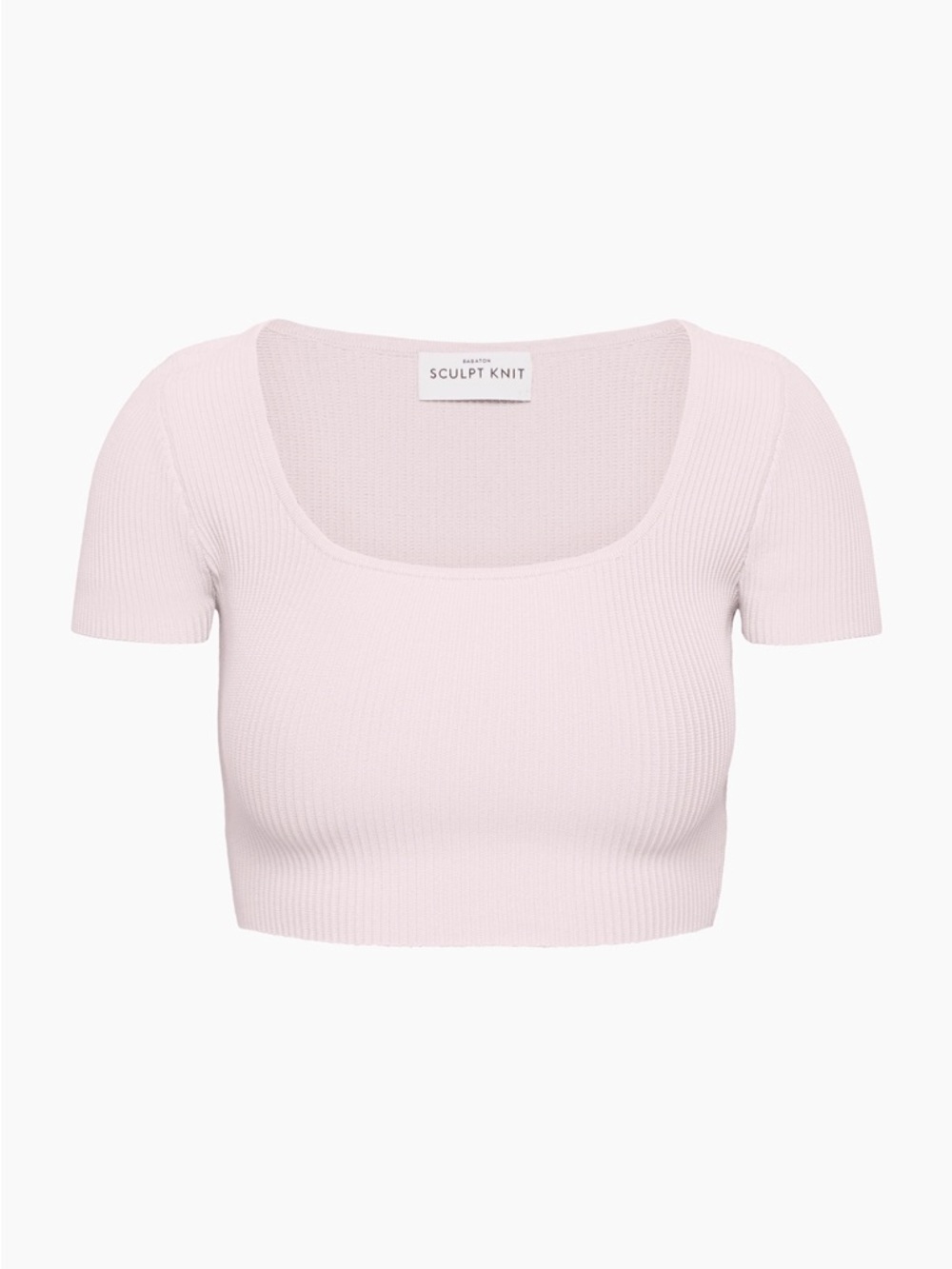 Babaton Soft Ribbed Scoop-Neck Crop Top in Pale Lavender